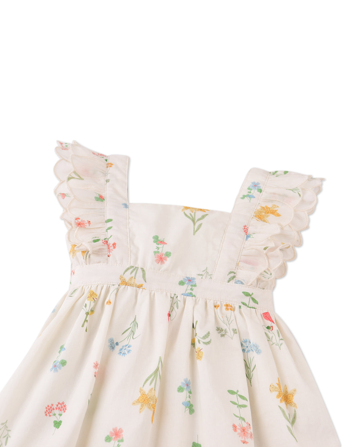 Baby Chisa Dress with Embroidered Petal Ruffle Sleeves