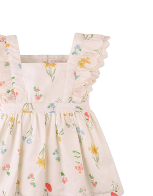 Baby Chisa Dress with Embroidered Petal Ruffle Sleeves close-up detail