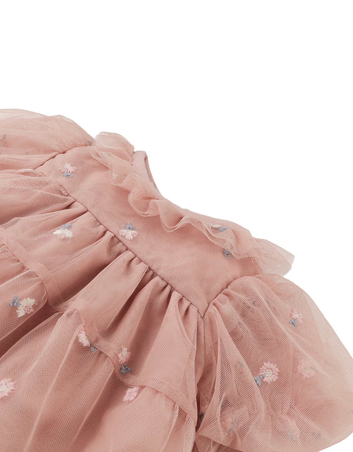 BABY SOLEIL TULLE DRESS WITH PUFF SLEEVES AND RUFFLES