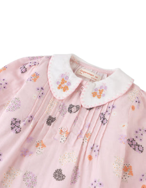 Baby Ingrid Long Sleeves Dress Purplefield Embroidered Collar front view