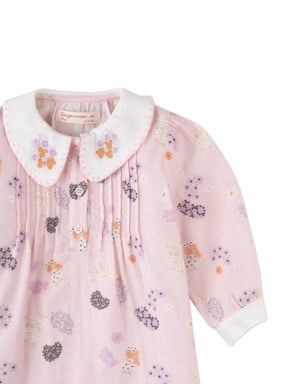 Baby Ingrid Long Sleeves Dress Purplefield Embroidered Collar close-up detail