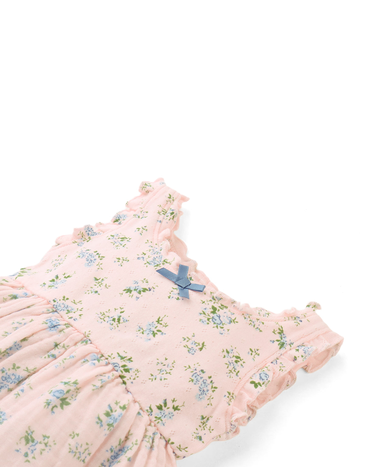 BABY JACKIE PRINTED POINTELLE DRESS WITH RUFFLE DETAILS