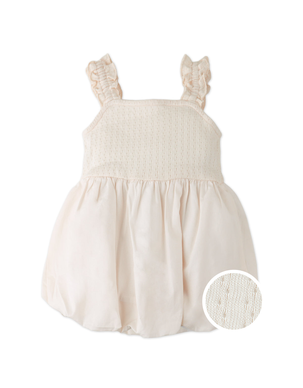BABY CRISTINA DRESS WITH RUFFLE SLEEVES, KNITTED BODICE, AND BUBBLE SKIRT