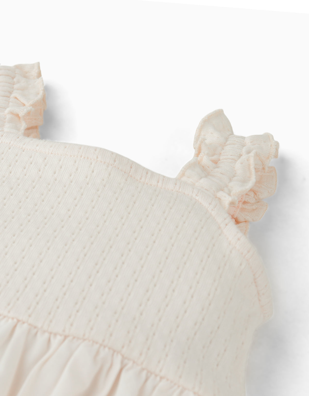 BABY CRISTINA DRESS WITH RUFFLE SLEEVES, KNITTED BODICE, AND BUBBLE SKIRT