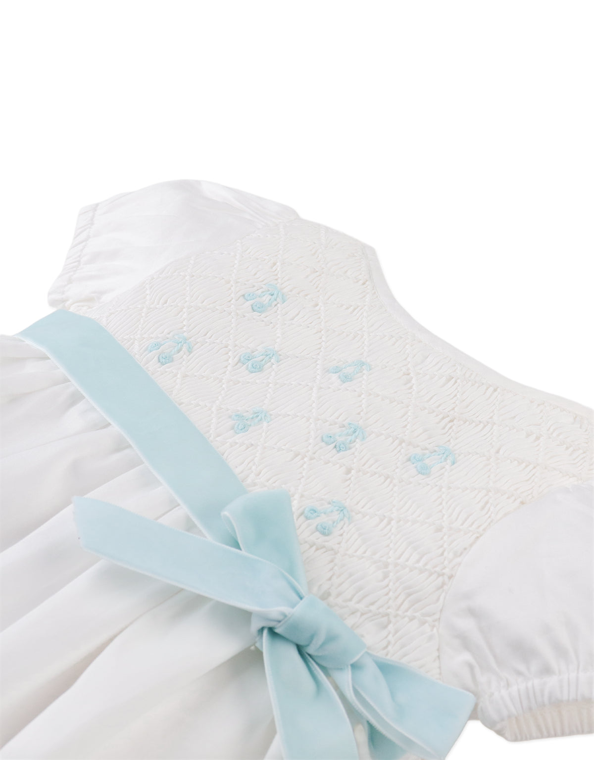 BABY KIENNA SHORT SLEEVES SMOCKED DRESS WITH BELT AND BOW DETAILS