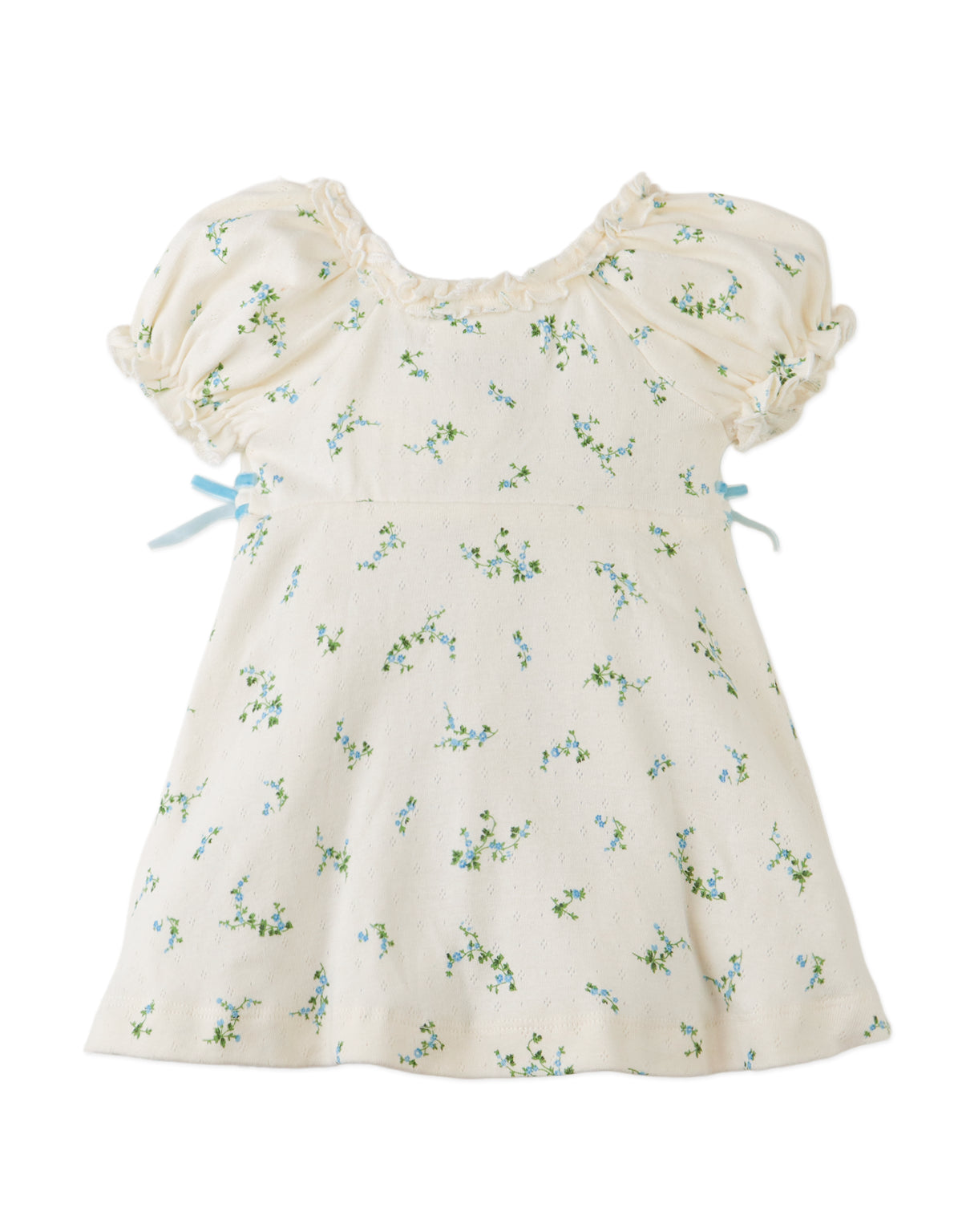 Full back photo of Baby Giselle Puff Sleeves Dress with satin ribbon trim on waist, from the Holiday collection of Filipino kids fashion brand Gingersnaps Philippines.