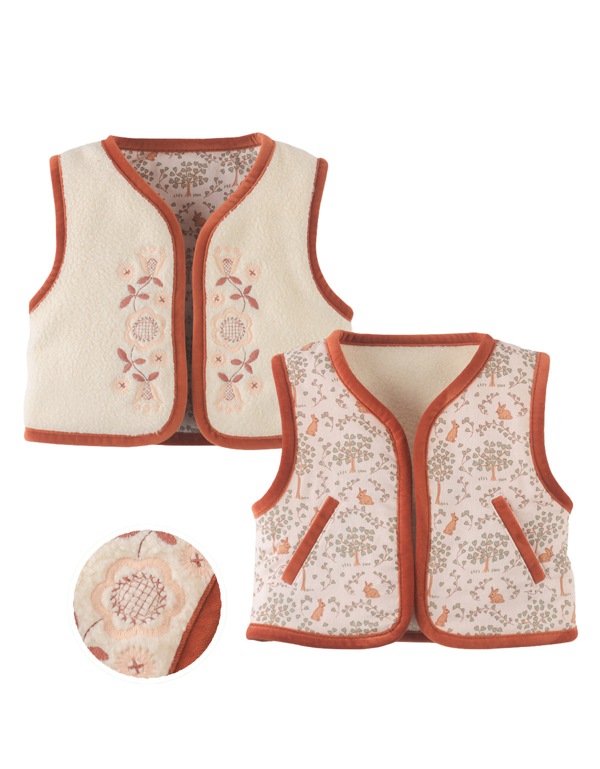 BABY GLADE REVERSIBLE GILET WITH EMBROIDERED DETAILS