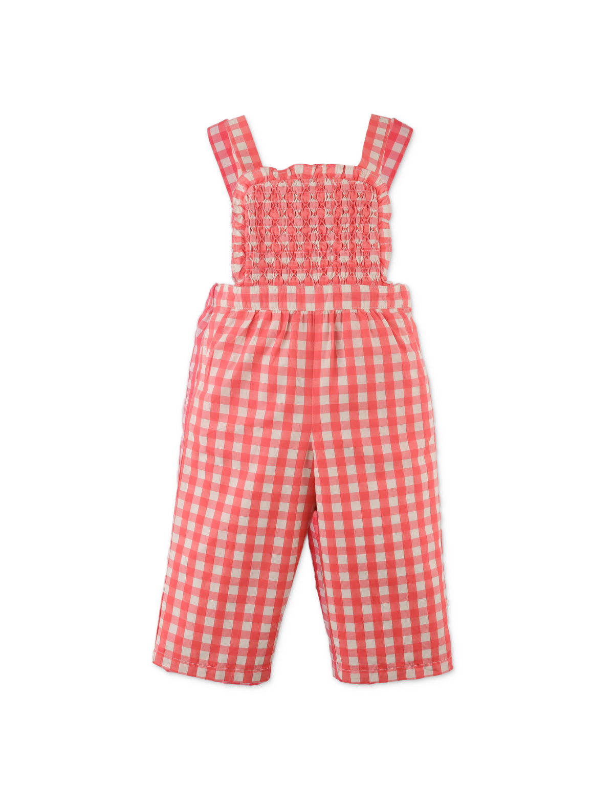 BABY GIRLS NADIA GINGHAM JUMPSUIT WITH SMOCKING