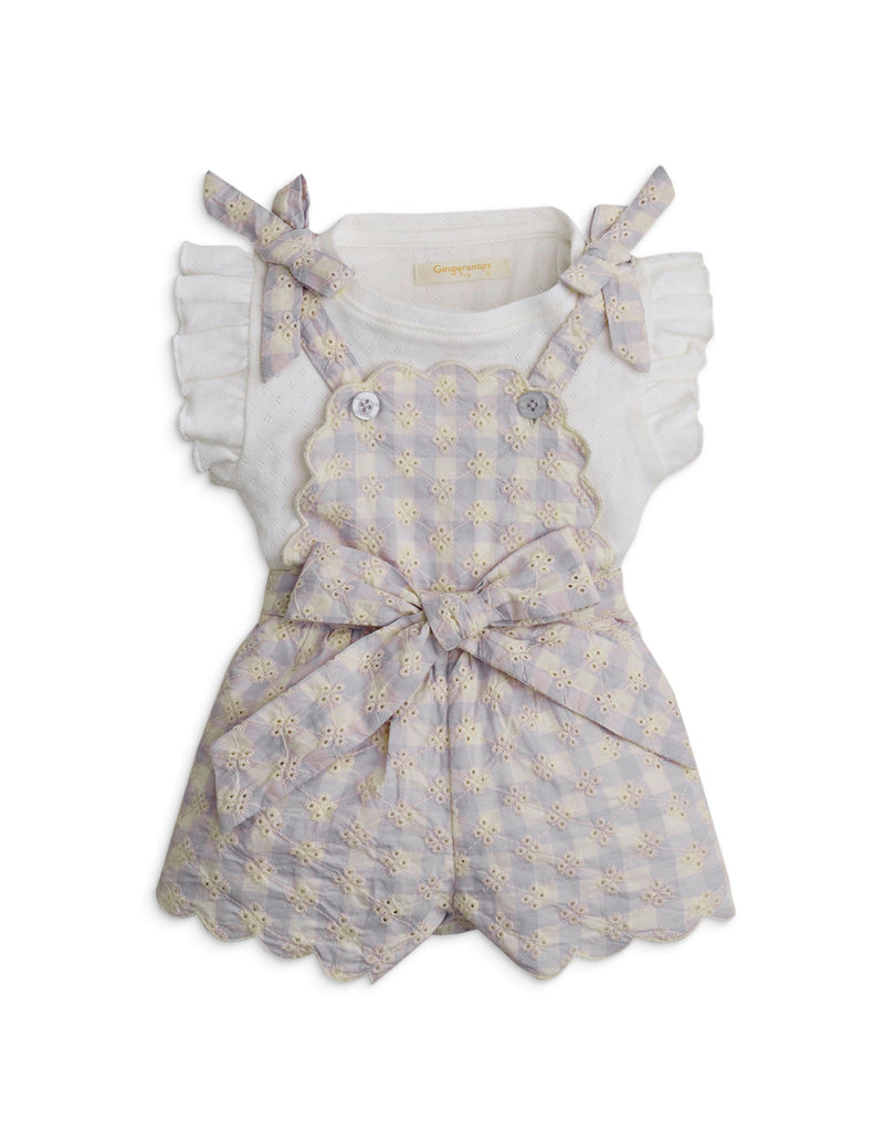 BABY GIRLS STRAPPY EYELET JUMPSUIT WITH TOP SET