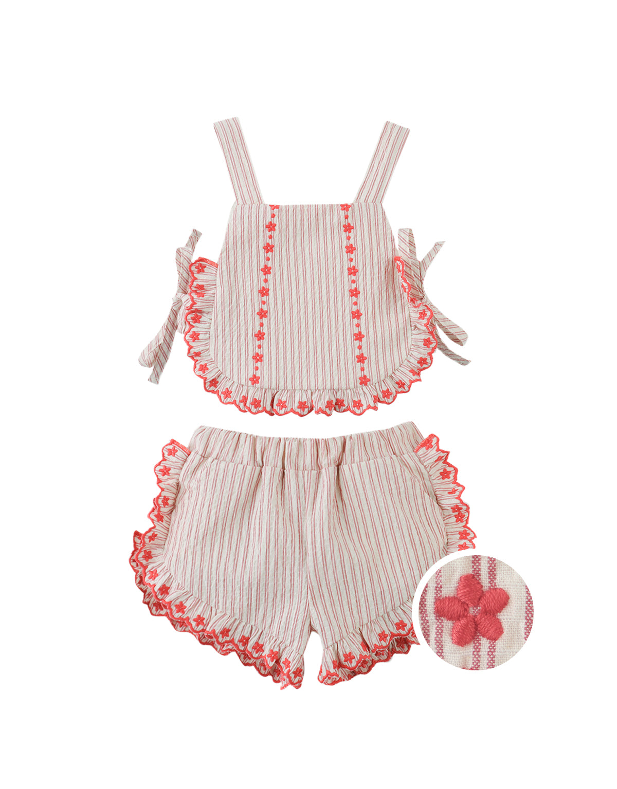 Baby Juria Apron Blouse & Shorts Set with Scallop Ruffles