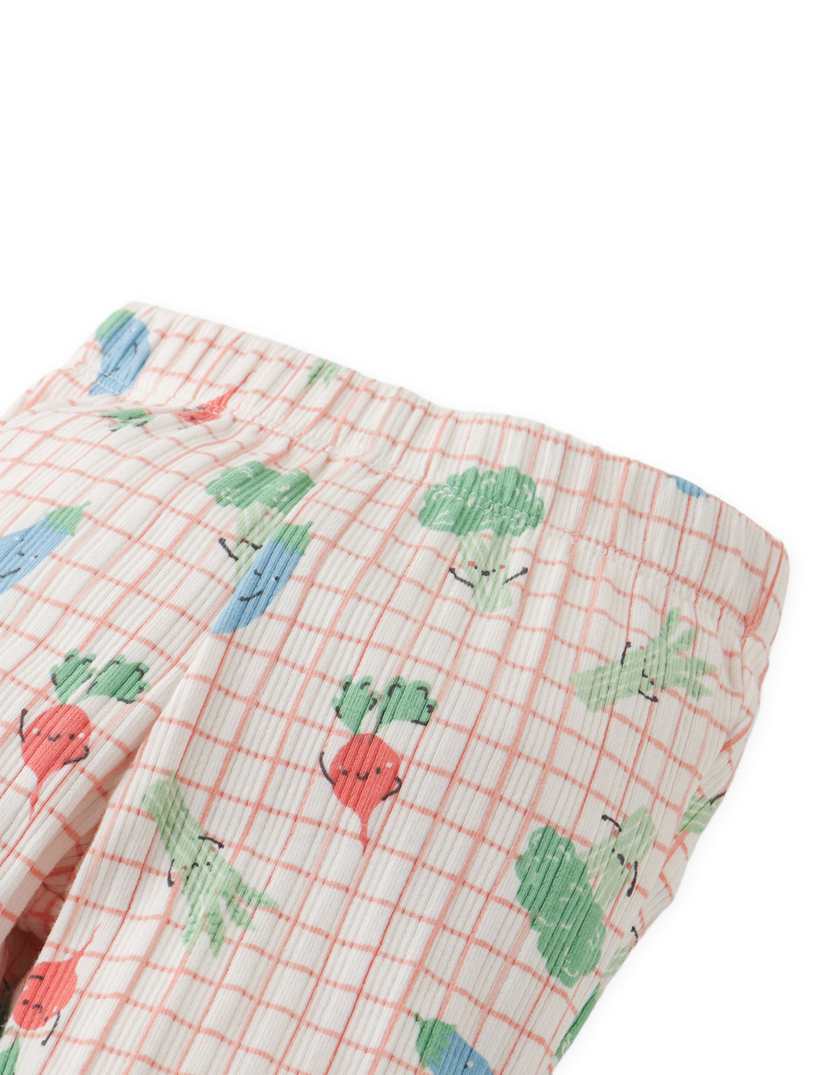 Baby Raisa Ribbed Bootcut Leggings with All-Over Veggie Prints