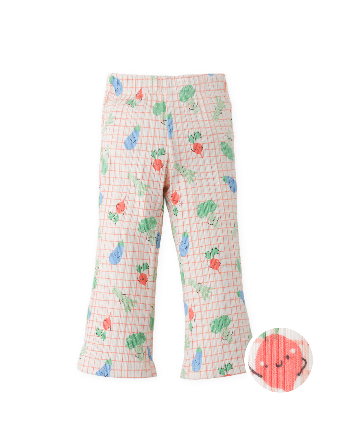 Baby Raisa Ribbed Bootcut Leggings with All-Over Veggie Prints