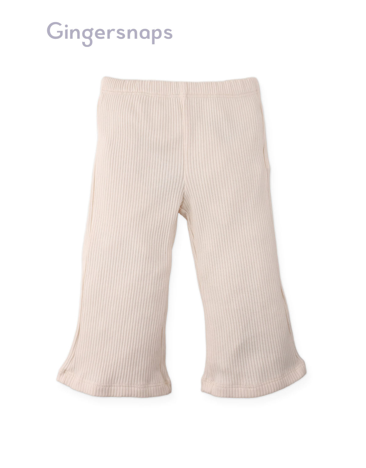 Full front photo of Baby Maisie Leggings in off-white showing ribbed texture and bootcut silhouette from the Holiday collection of Filipino kids fashion brand Gingersnaps Philippines.