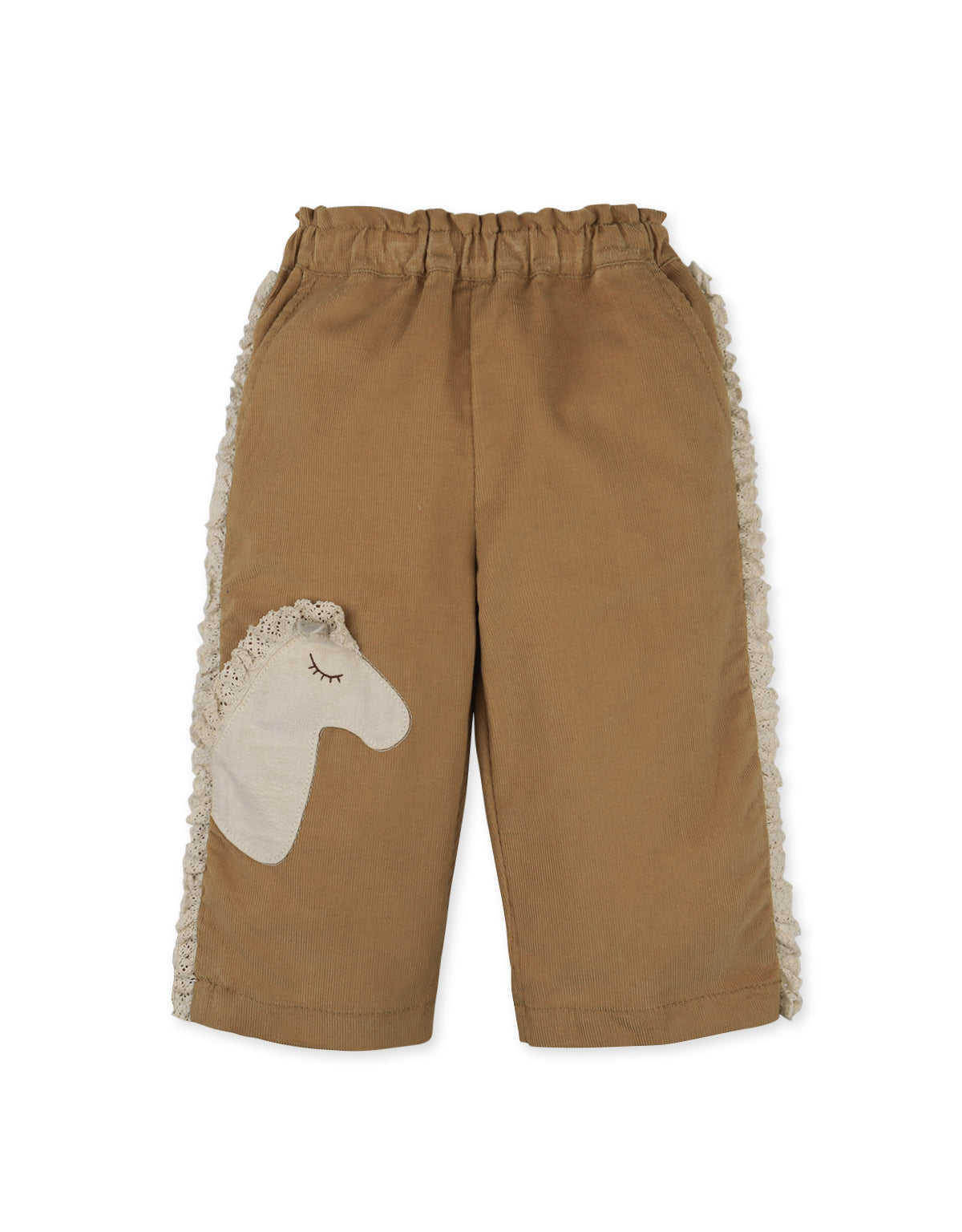 BABY JOLENE PAPER BAG PANTS WITH HORSE FACE APPLIQUÉ