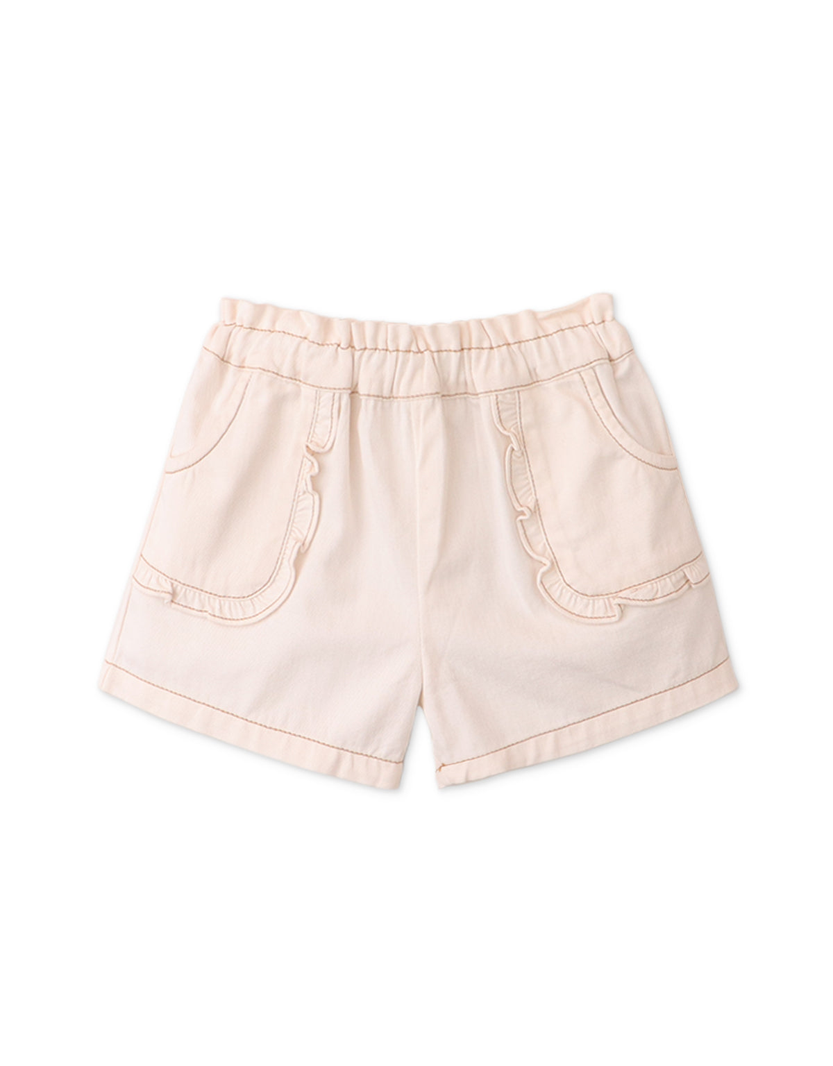 BABY GIRLS PAPER BAG SHORTS WITH RUFFLES ON POCKETS