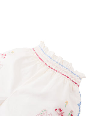 Baby Jisoo Shorts with Scalloped Edges & Butterfly Embroidery front view