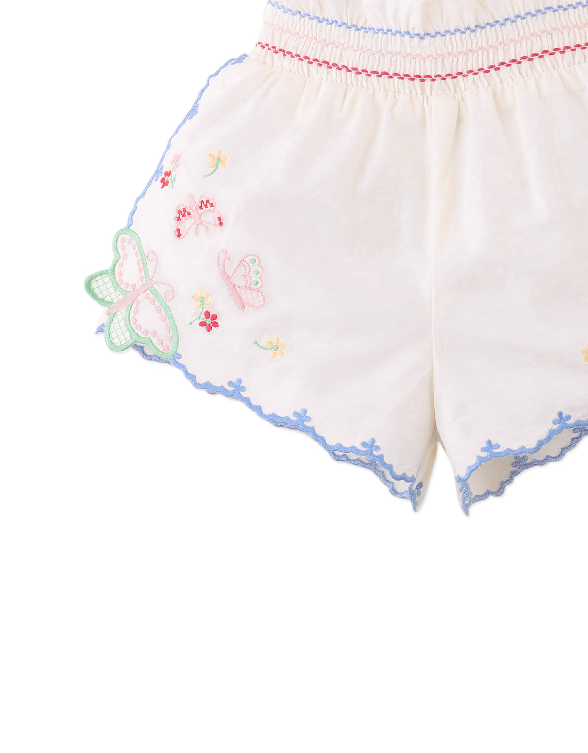 Baby Jisoo Shorts with Scalloped Edges & Butterfly Embroidery style detail