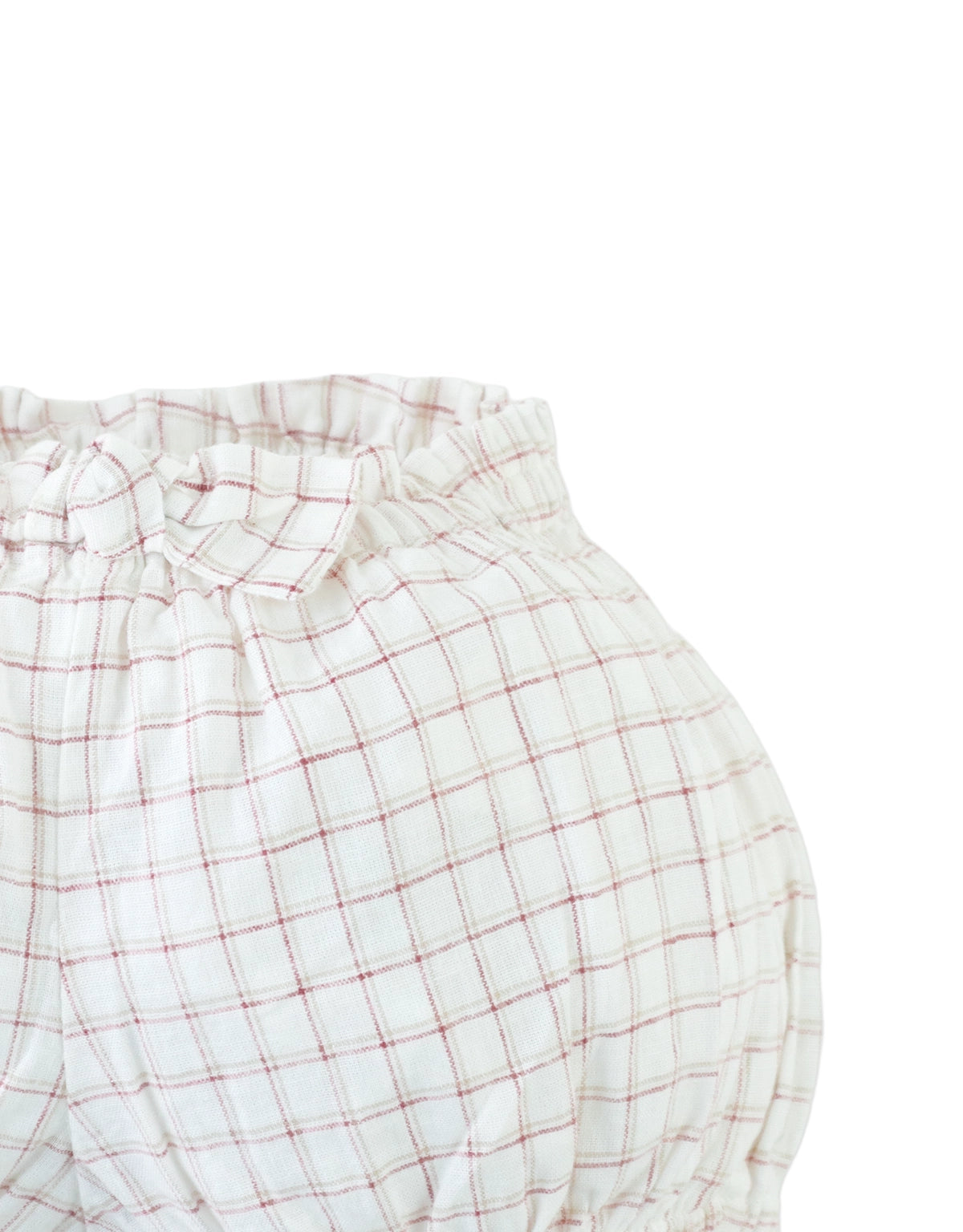 Baby Maria Checkered Bloomers with Bow Accent close-up detail