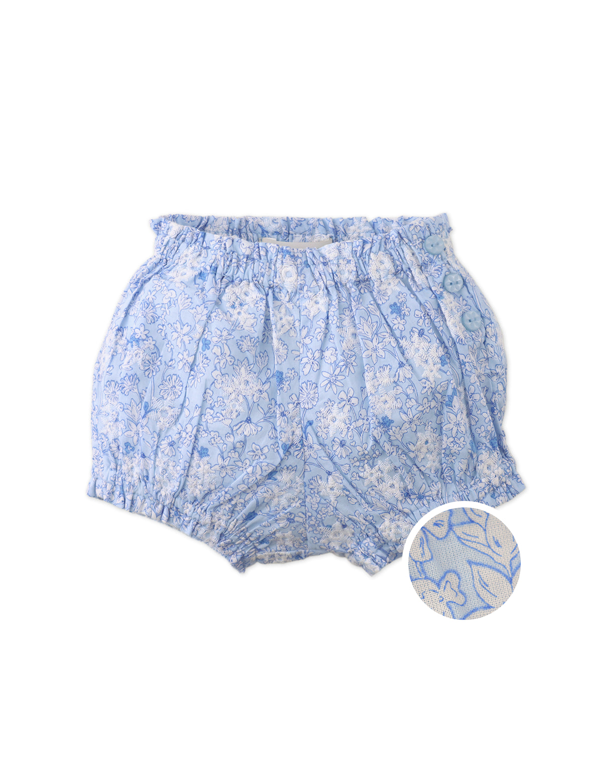 BABY FRANCES PRINTED BLOOMERS WITH EMBROIDERY AND BUTTONS