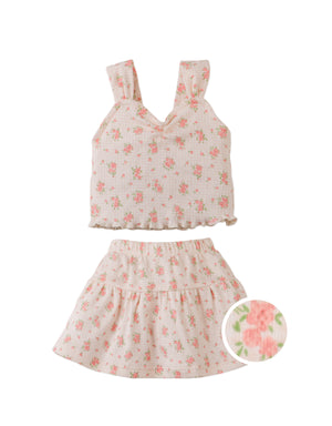 Full front photo of Baby Lilibet Skirt Set with bow details on straps, from the Holiday collection of Filipino kids fashion brand Gingersnaps Philippines.
