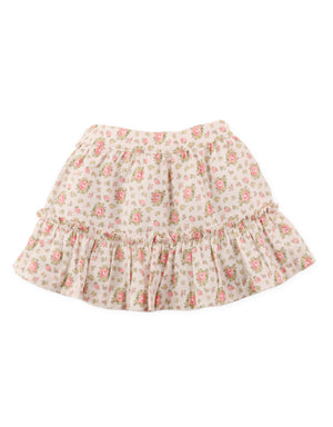 Close-up back detail of pointelle knit fabric and floral skirt waistband From Gingersnaps Floral Grace Collection