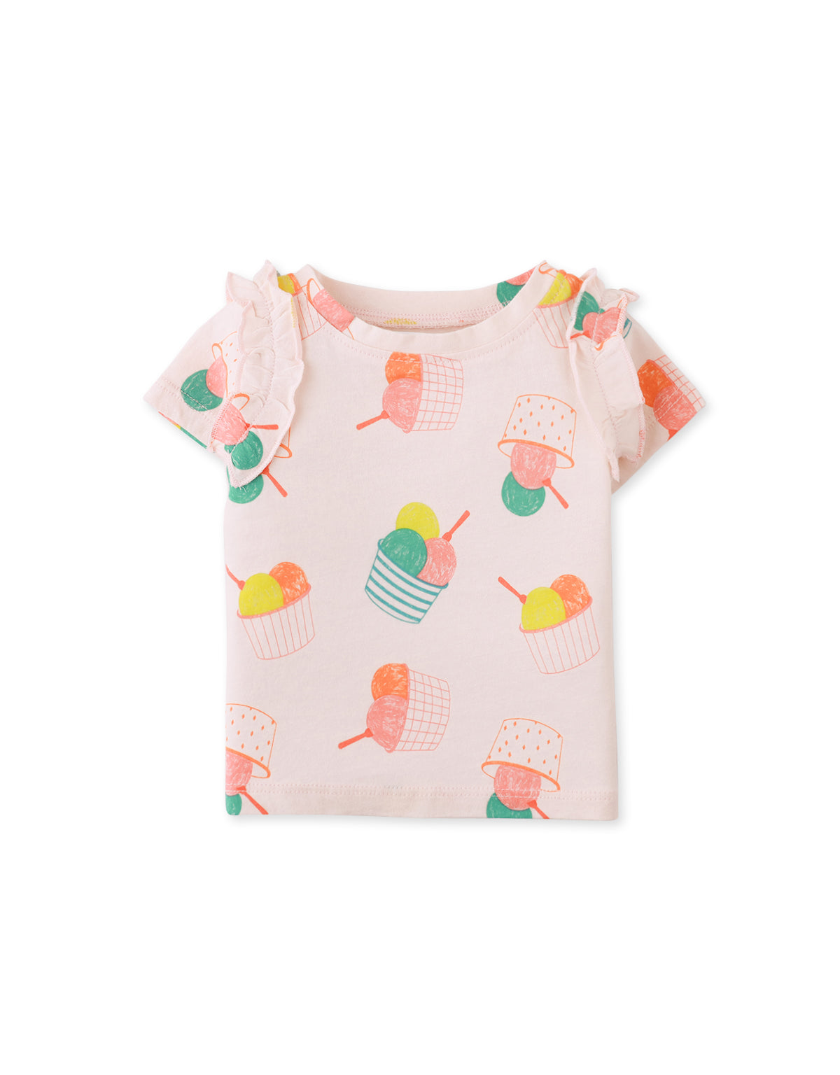 BABY GIRLS GINA TEE SUNDAE OVERLOAD WITH RUFFLES ON SLEEVES