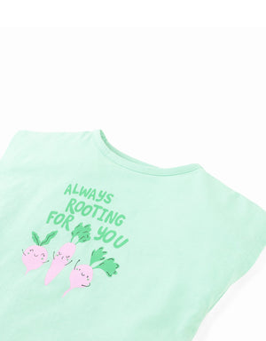 Baby Helena Graphic Tee with Veggies Print front view