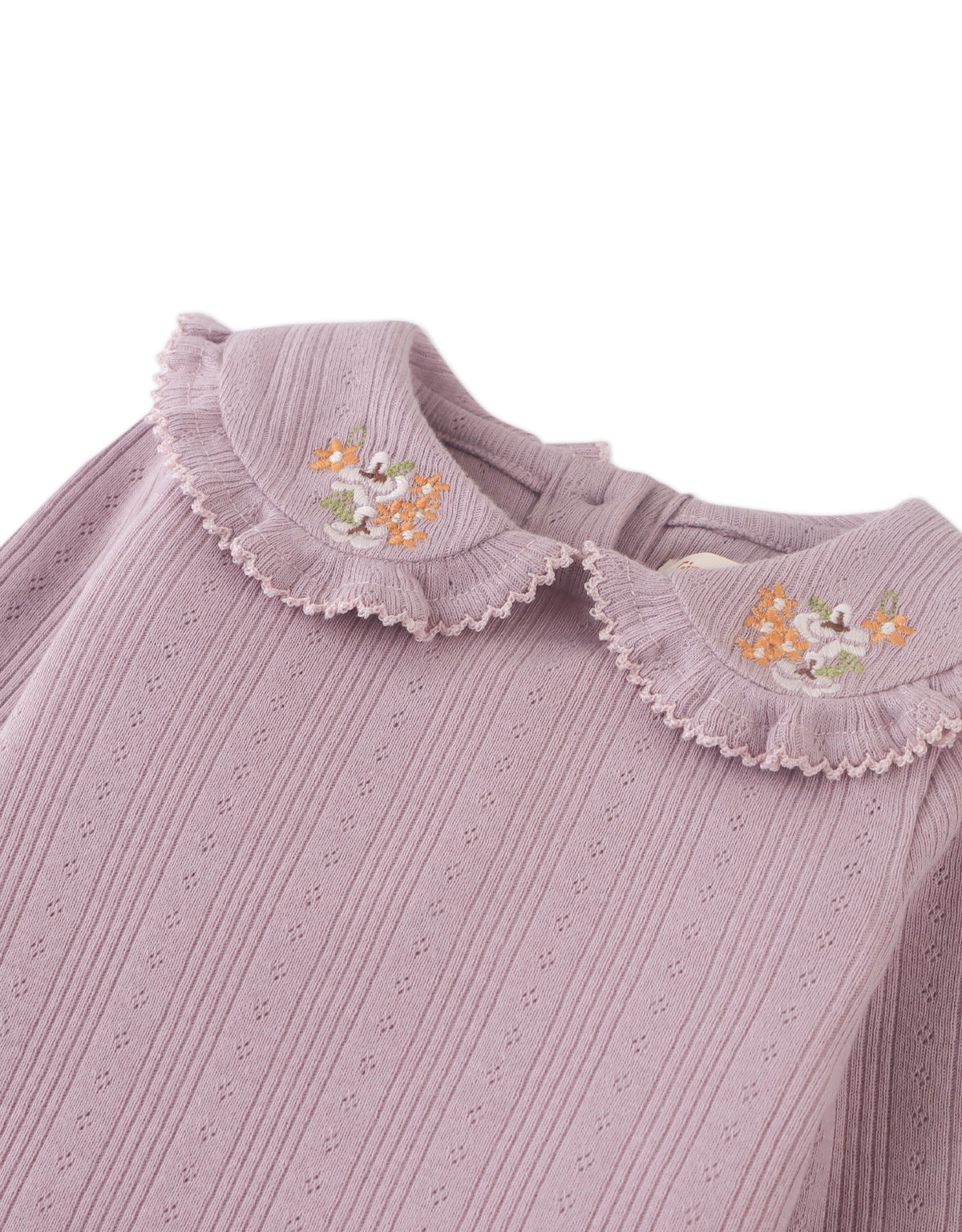 BABY  CORA LONG SLEEVES TOP LAVENDER WITH EMBROIDERED COLLAR