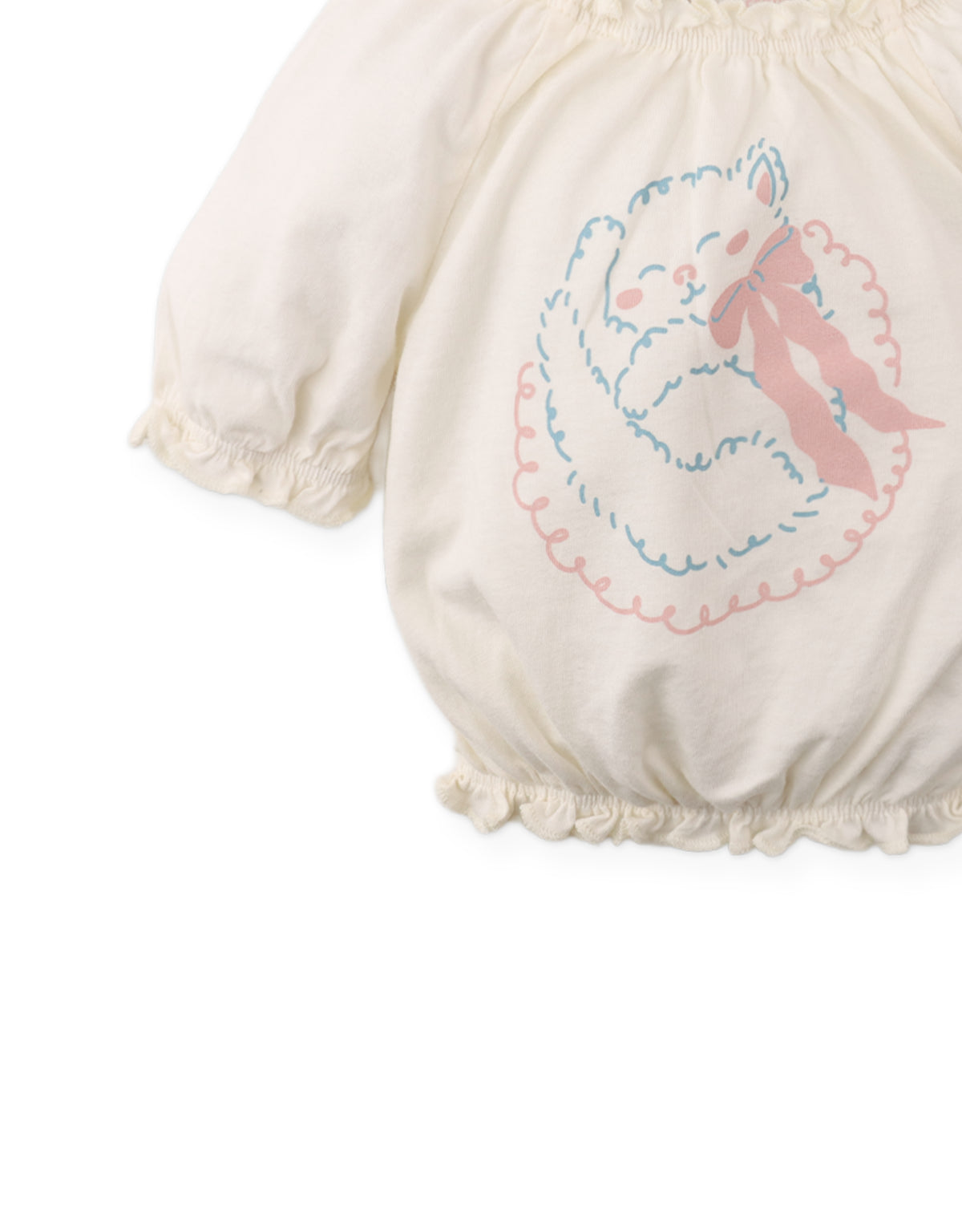 Baby Maru T-Shirt With Puff Sleeves And Cat Graphics style detail