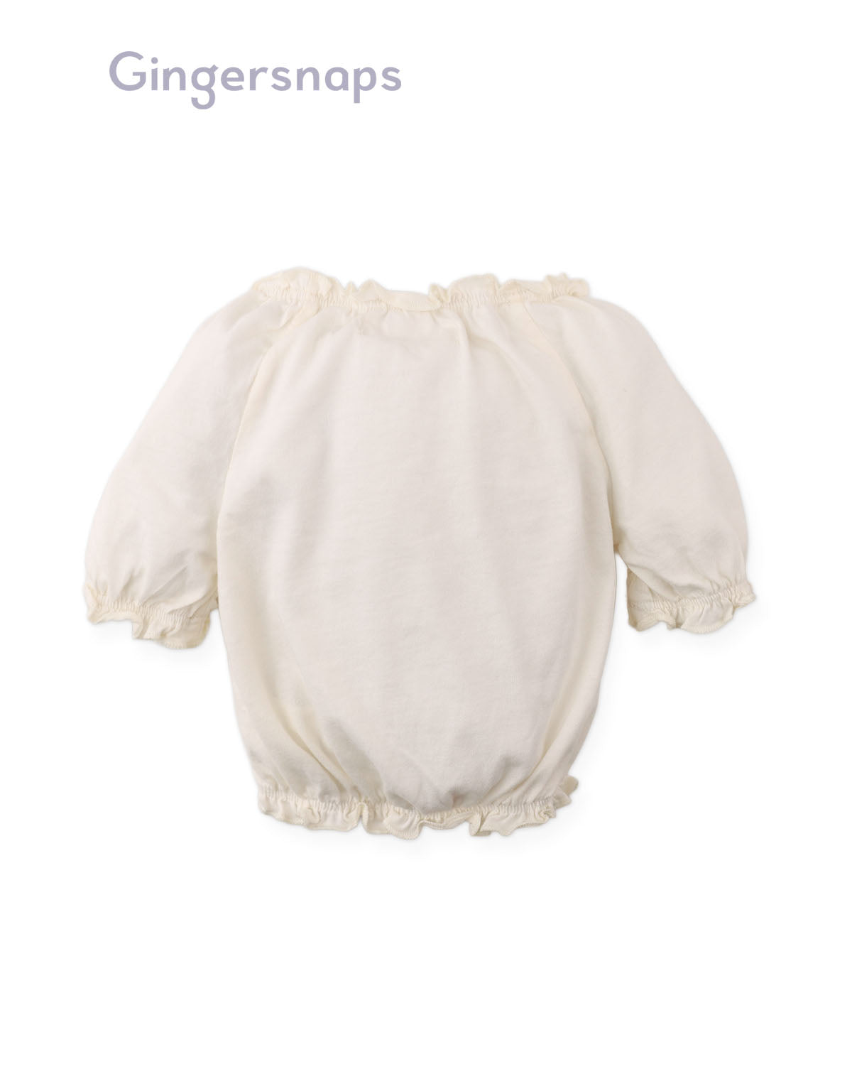 Full back photo of Baby Maru T-Shirt showing puff sleeves and clean back design from the Holiday collection of Filipino kids fashion brand Gingersnaps Philippines.