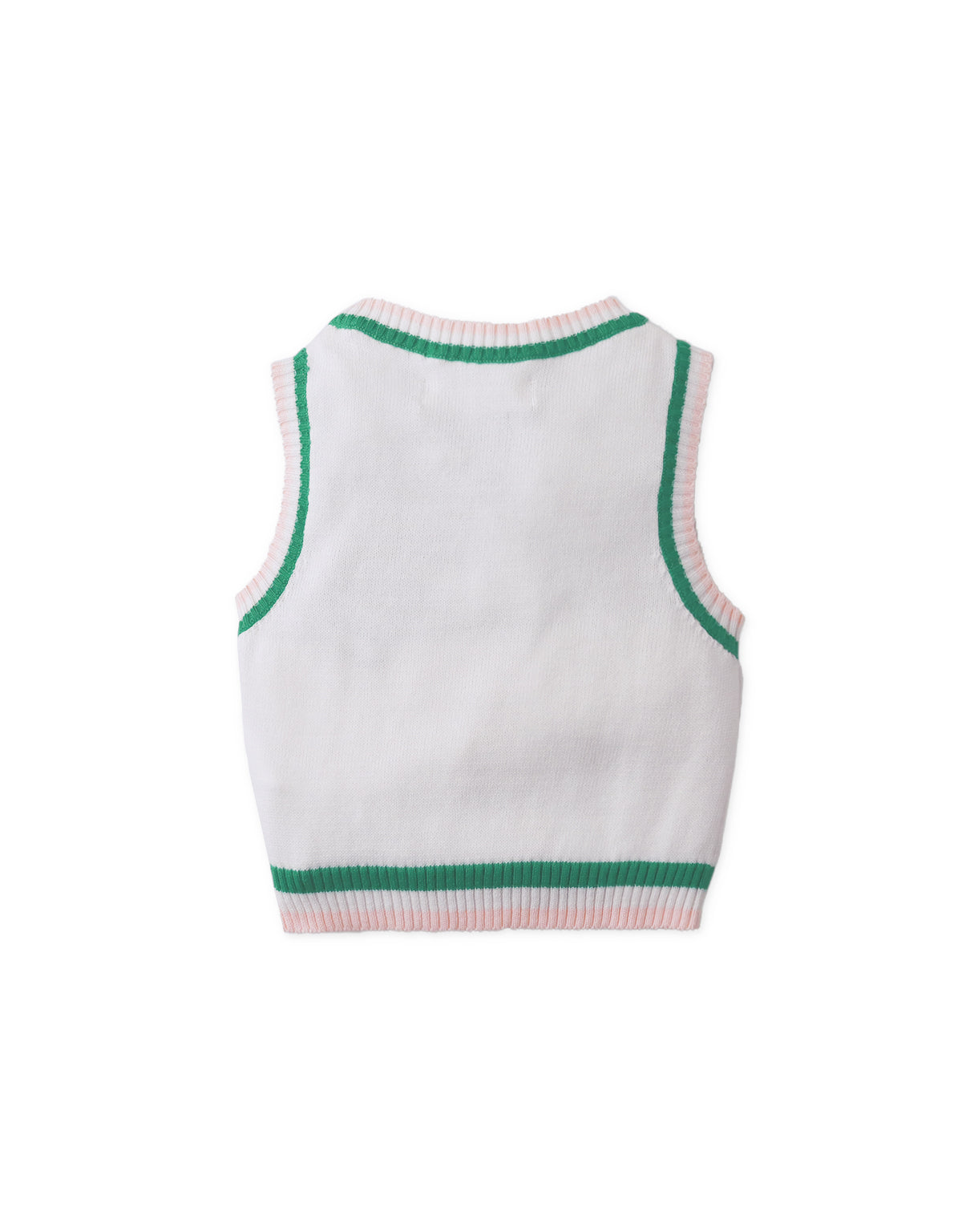 BABY GIRLS GLORIA KNIT TOP WITH STRIPEY RIBBING