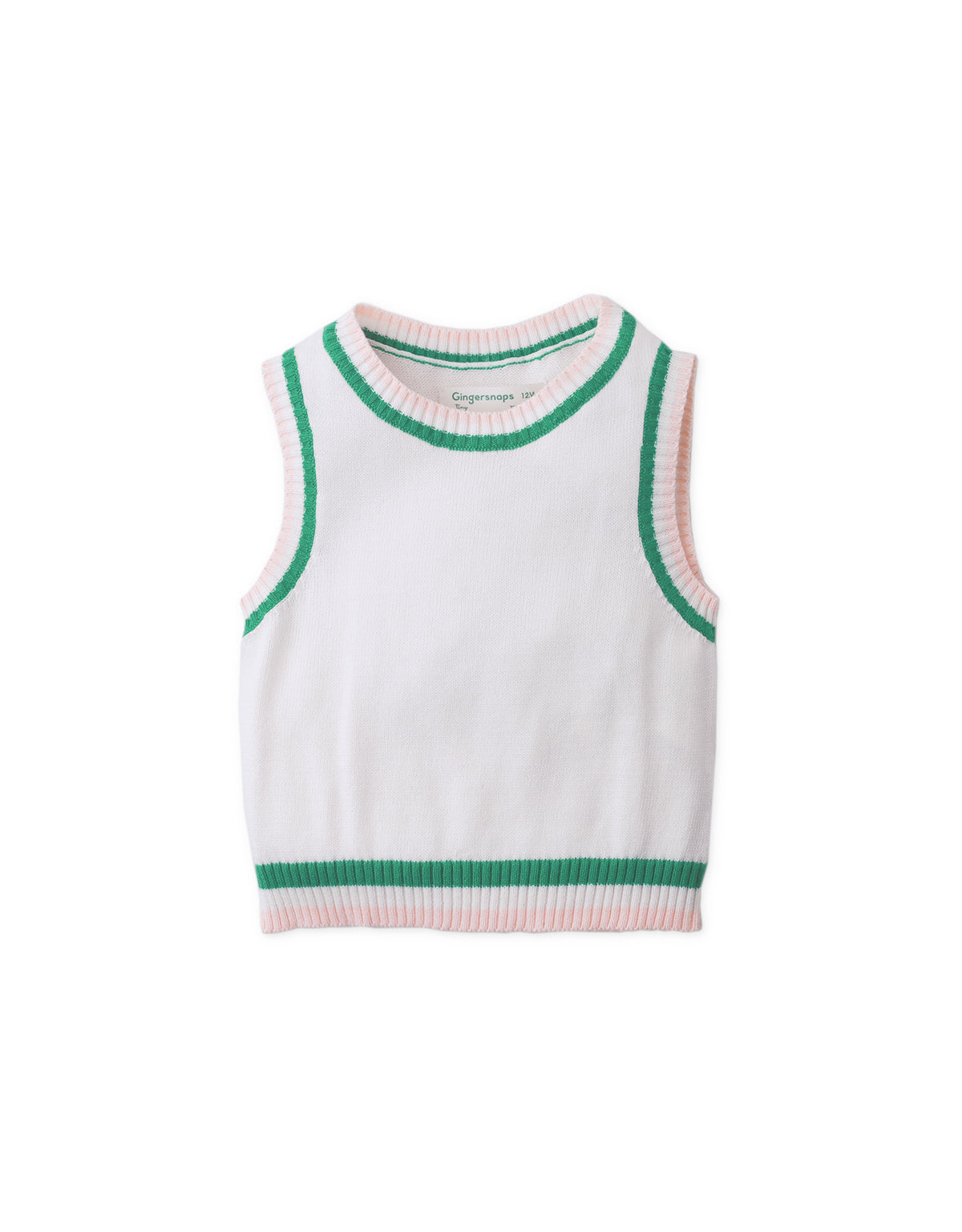 BABY GIRLS GLORIA KNIT TOP WITH STRIPEY RIBBING