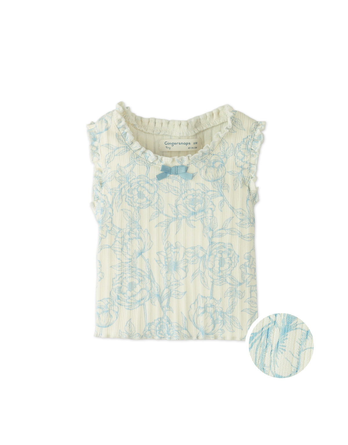 BABY MARTA RIBBED TANK TOP WITH LACE AND ROSETTE DETAILS