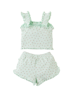 Full back photo of Baby Juliette Ruffled Top and Shorts Set, from the Holiday collection of Filipino kids fashion brand Gingersnaps Philippines.
