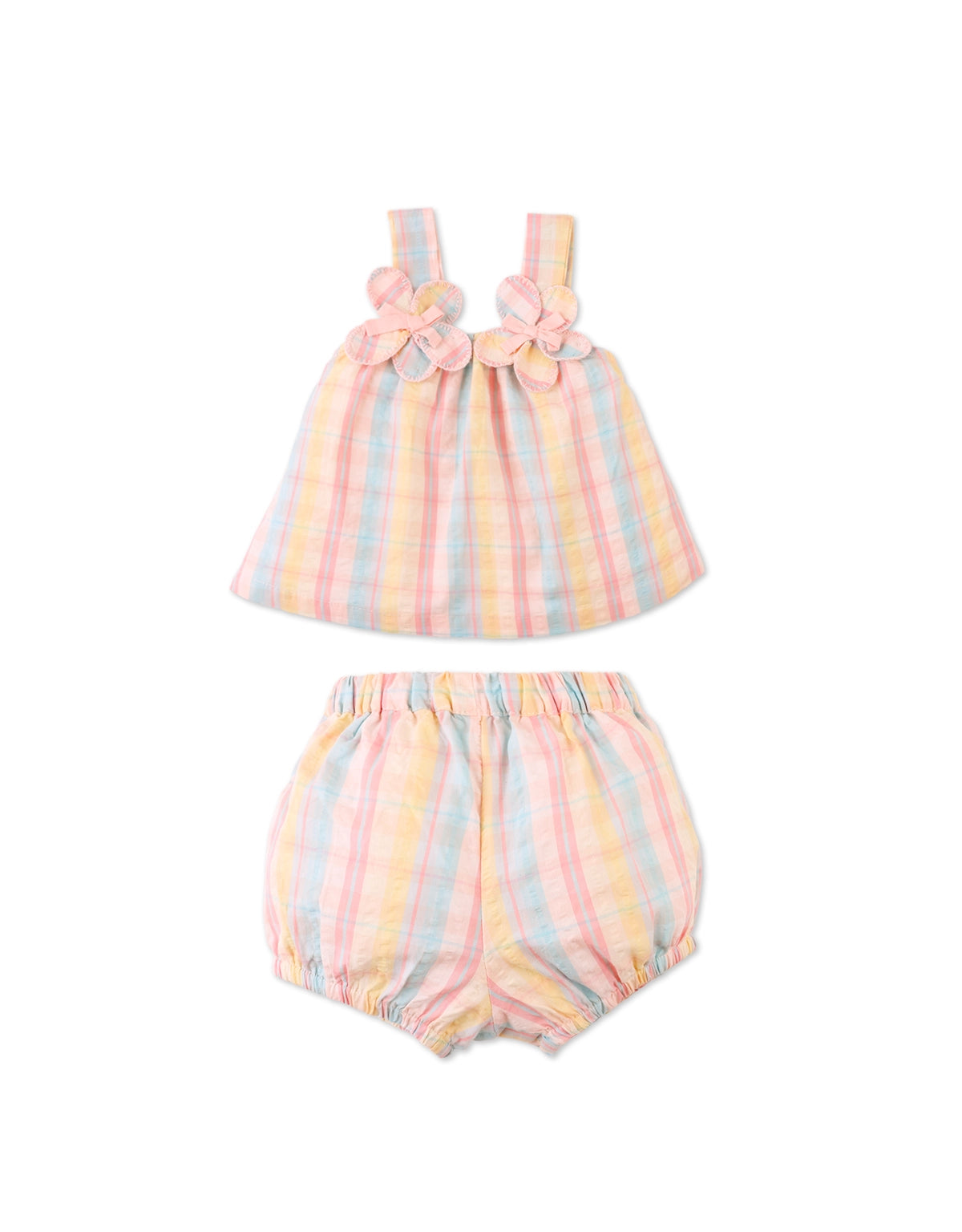 BABY MARGAERY STRAPPY PRINTED BLOUSE & RUFFLED SHORTS SET