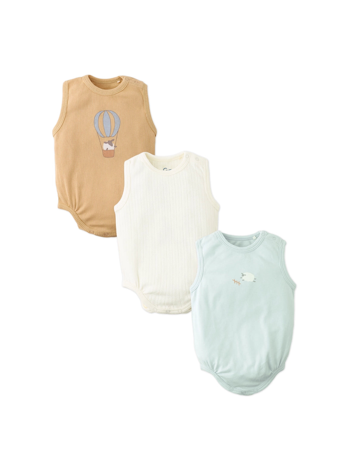BABY ANGELO 3-PIECE ROUND-NECK ONESIE SET