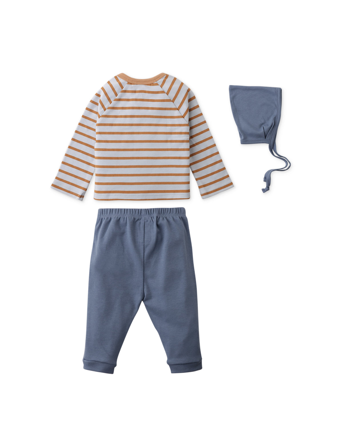 STRIPEY RAGLAN TOP AND PANTS SET WITH BONNET