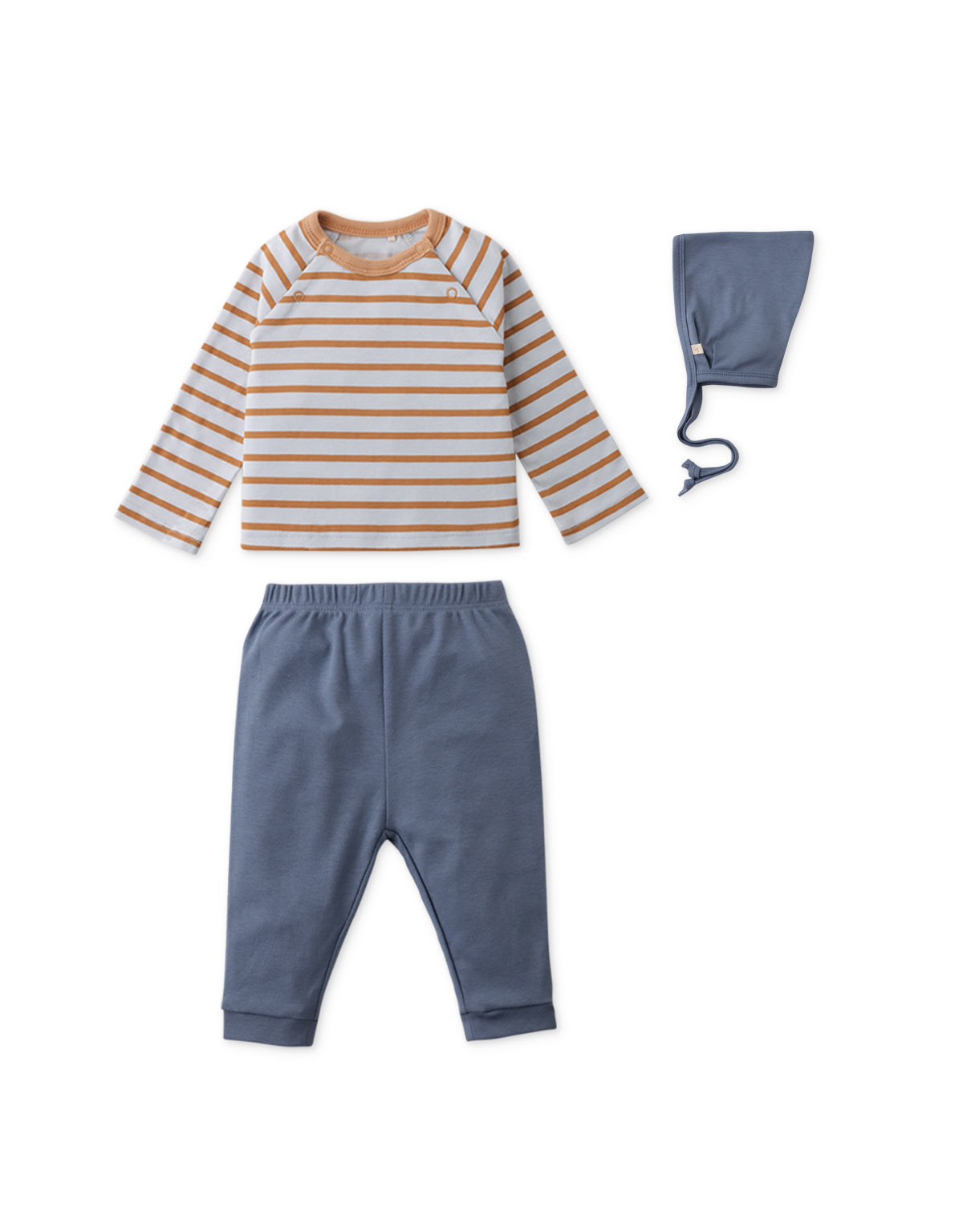 STRIPEY RAGLAN TOP AND PANTS SET WITH BONNET