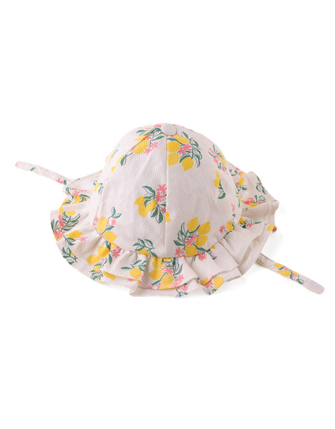 BABY GIRLS PRINTED HAT WITH DOUBLE RUFFLES