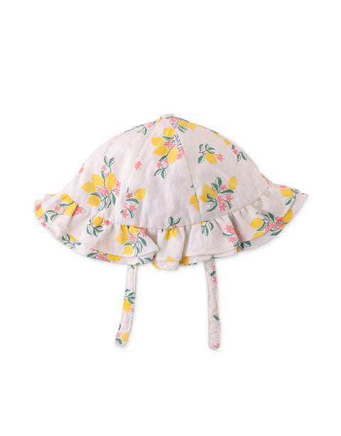 BABY GIRLS PRINTED HAT WITH DOUBLE RUFFLES