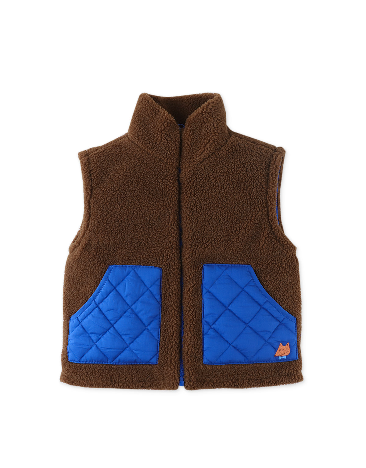 BOYS SHERPA AND WADDED TAFFETA REVERSIBLE VEST