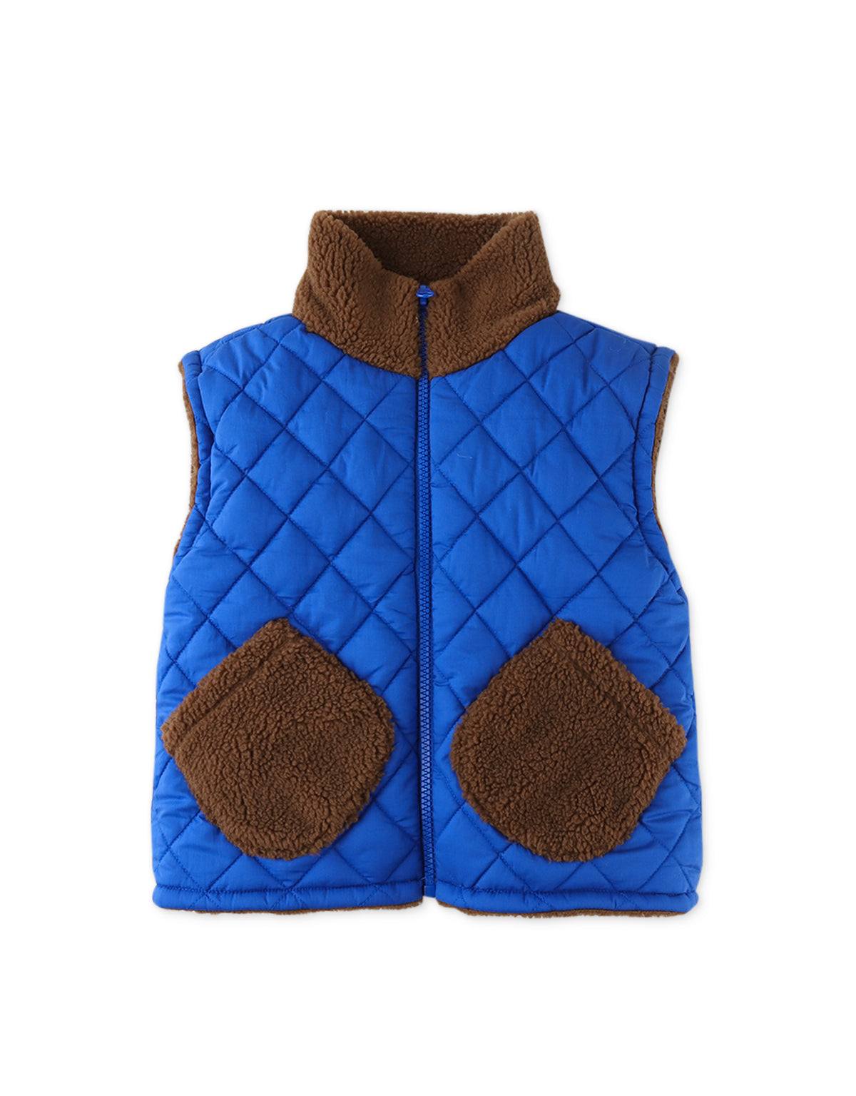 BOYS SHERPA AND WADDED TAFFETA REVERSIBLE VEST