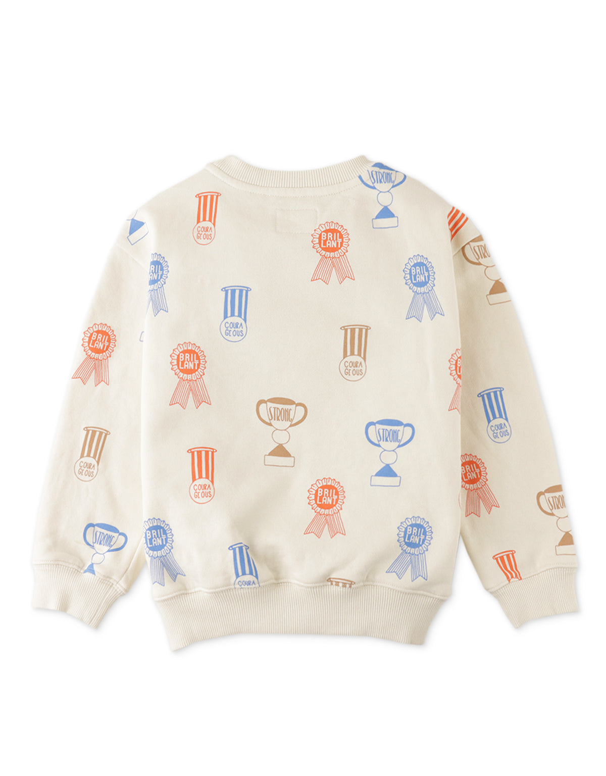 BOYS ALL OVER MEDAL PRINT JERSEY FLEECE PULLOVER