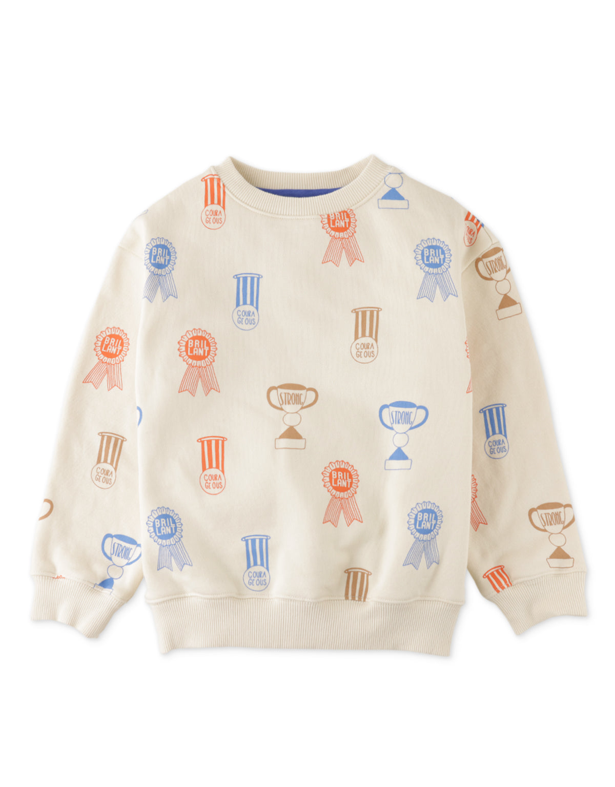 BOYS ALL OVER MEDAL PRINT JERSEY FLEECE PULLOVER