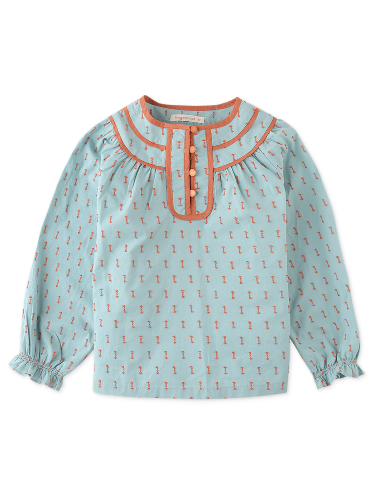 GIRLS DOTTED TOP WITH CONTRAST TRIM