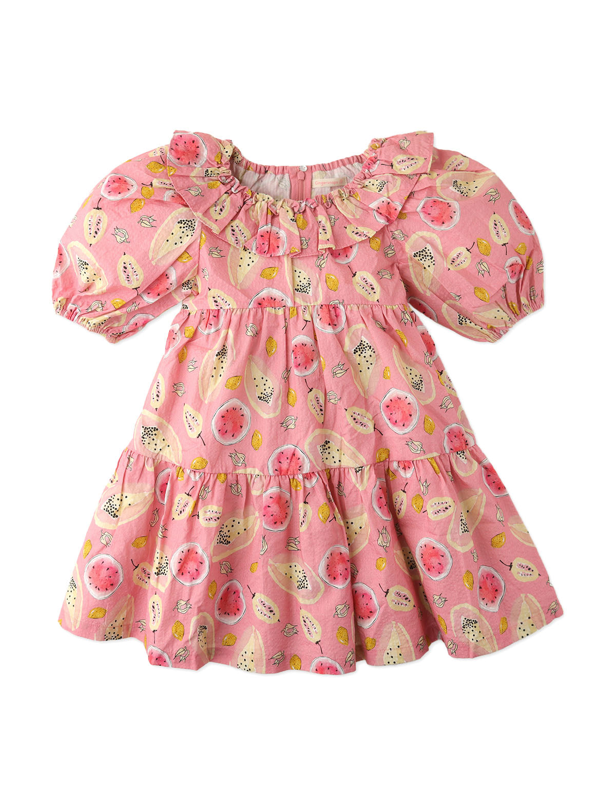 GIRLS TUTTI FRUITI BUBBLE SLEEVES  DRESS