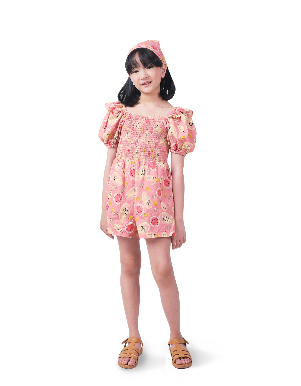 GIRLS TUTTI FRUITI SMOCKED PLAYSUIT