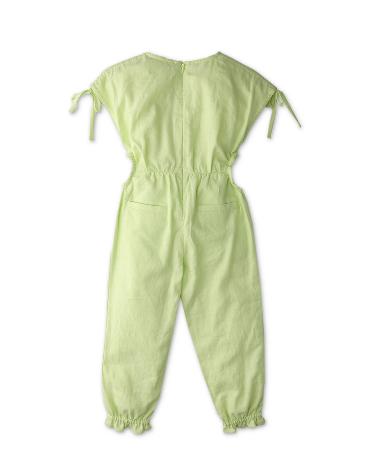 GIRLS CUT-OUT JUMPSUIT WITH DRAWSTRING RIBBON TIES