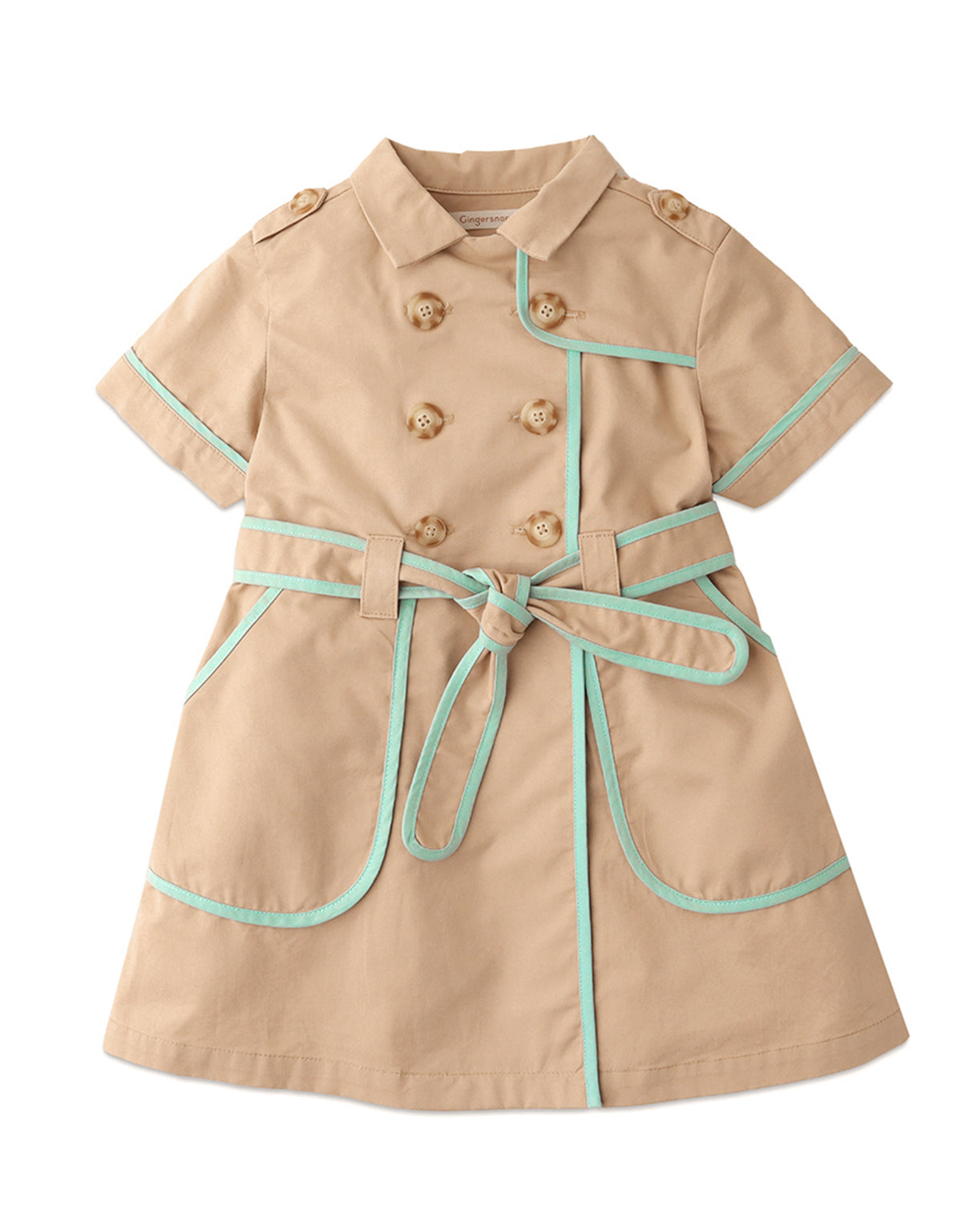 GIRLS TRENCH COAT DRESS WITH CONTRAST PIPING