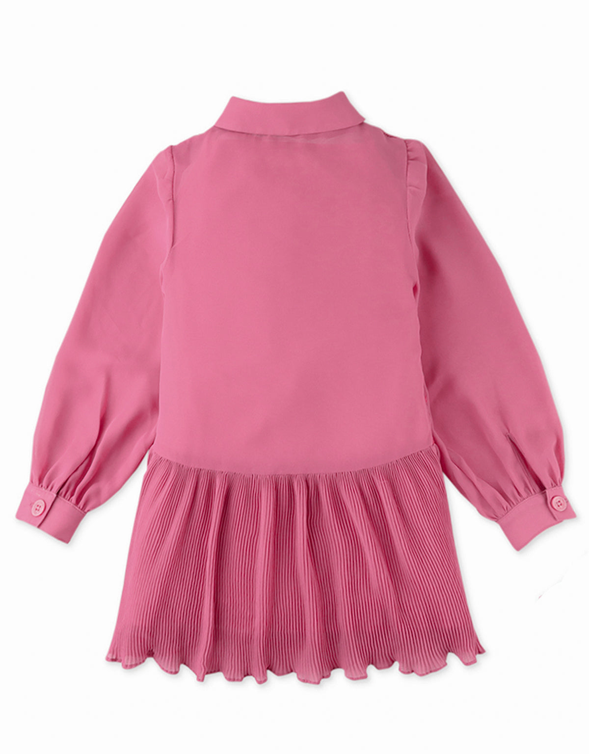 GIRLS SMOCKED DRESS WITH ELECTRIC PLEATED SKIRT DETAIL